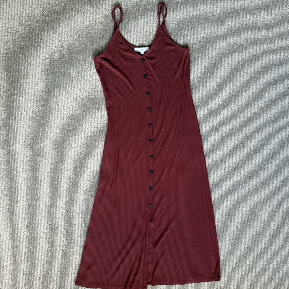 Burgundy Brown Button-Down Dress
